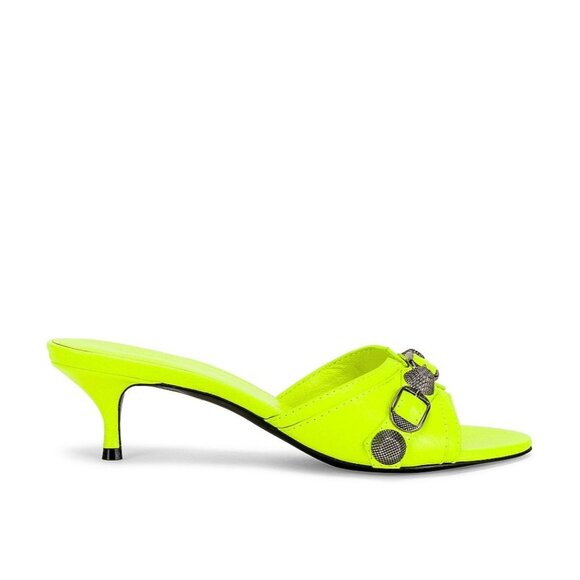 BALENCIAGA Cagole Mules in Fluo Yellow & Palladium 37 with box Womens Heels - Picture 4 of 16